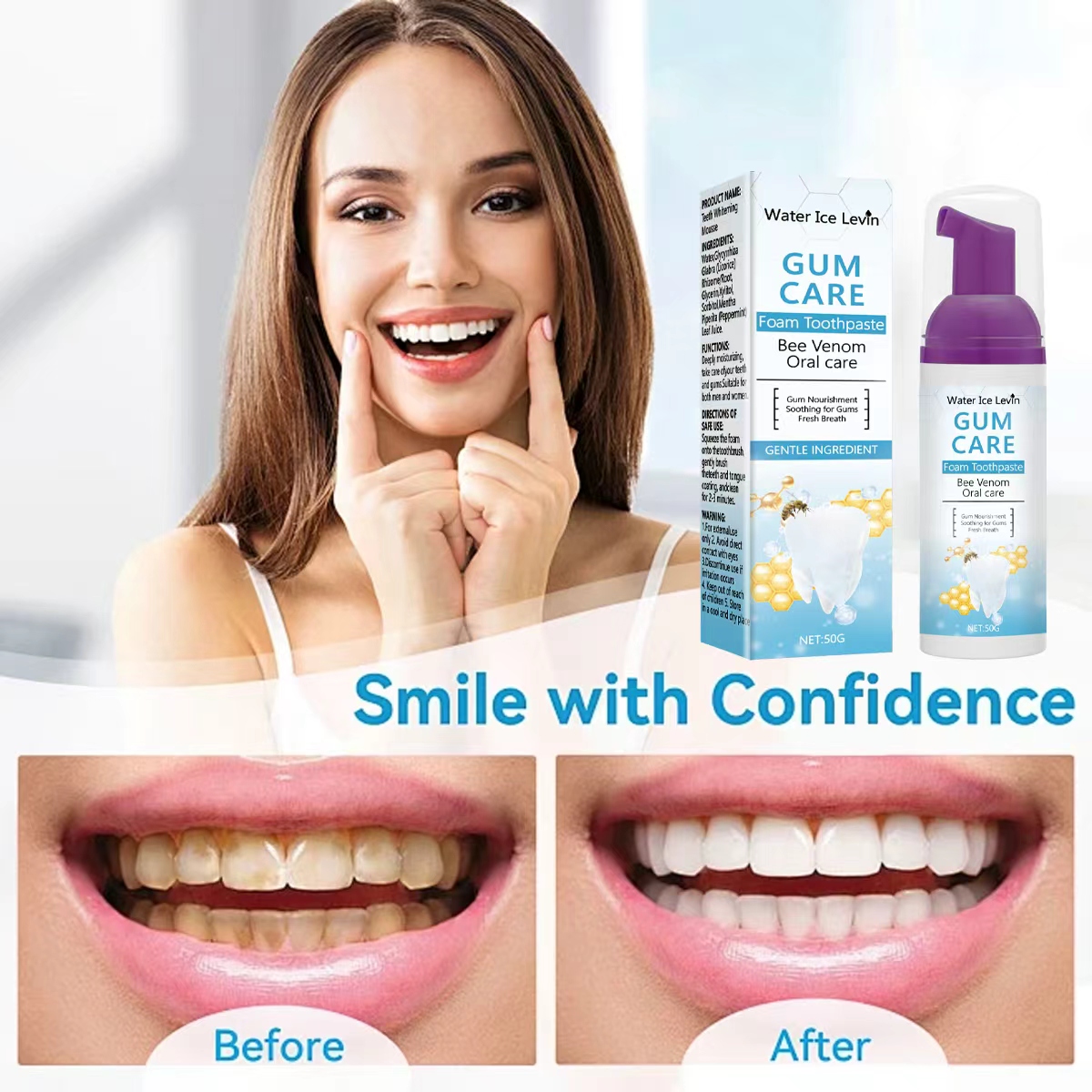 Water Ice Levin Gum Care Foam  - Teeth Whitening Xylitol 评论和价格