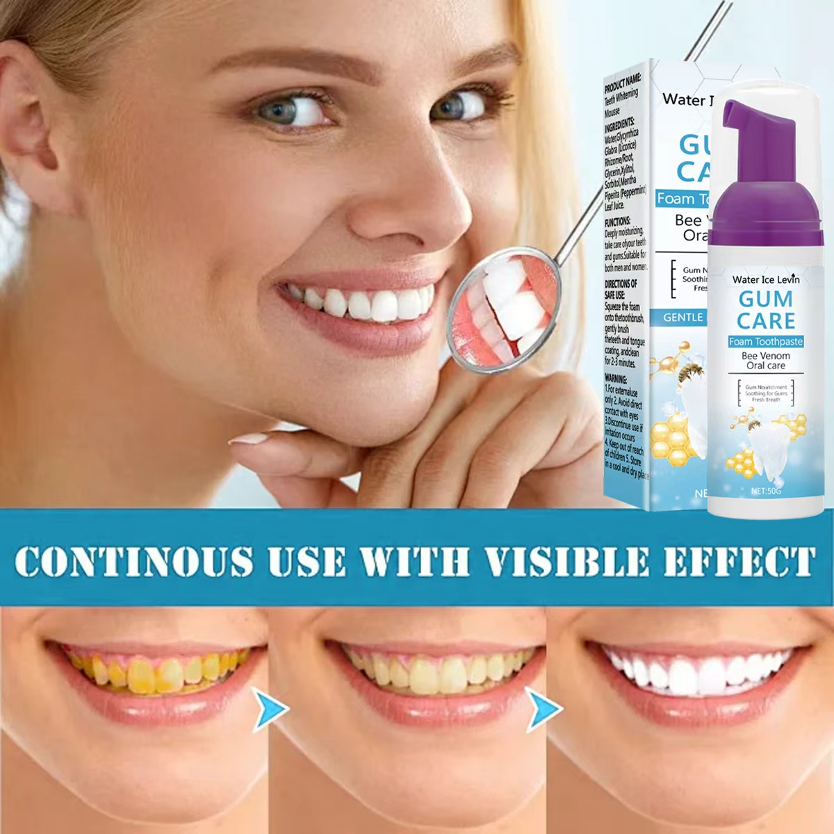 Water Ice Levin Gum Care Foam  - Teeth Whitening Xylitol 评论和价格